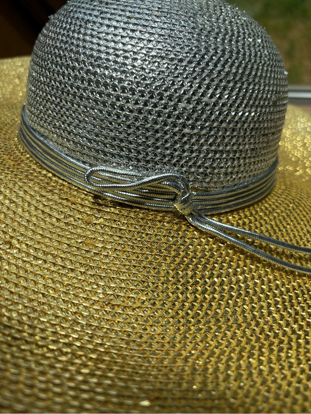 Rare Vintage Sonni Gold Silver Sequin Hat 👒 with Silver Bow WOW! - Picture 10 of 10